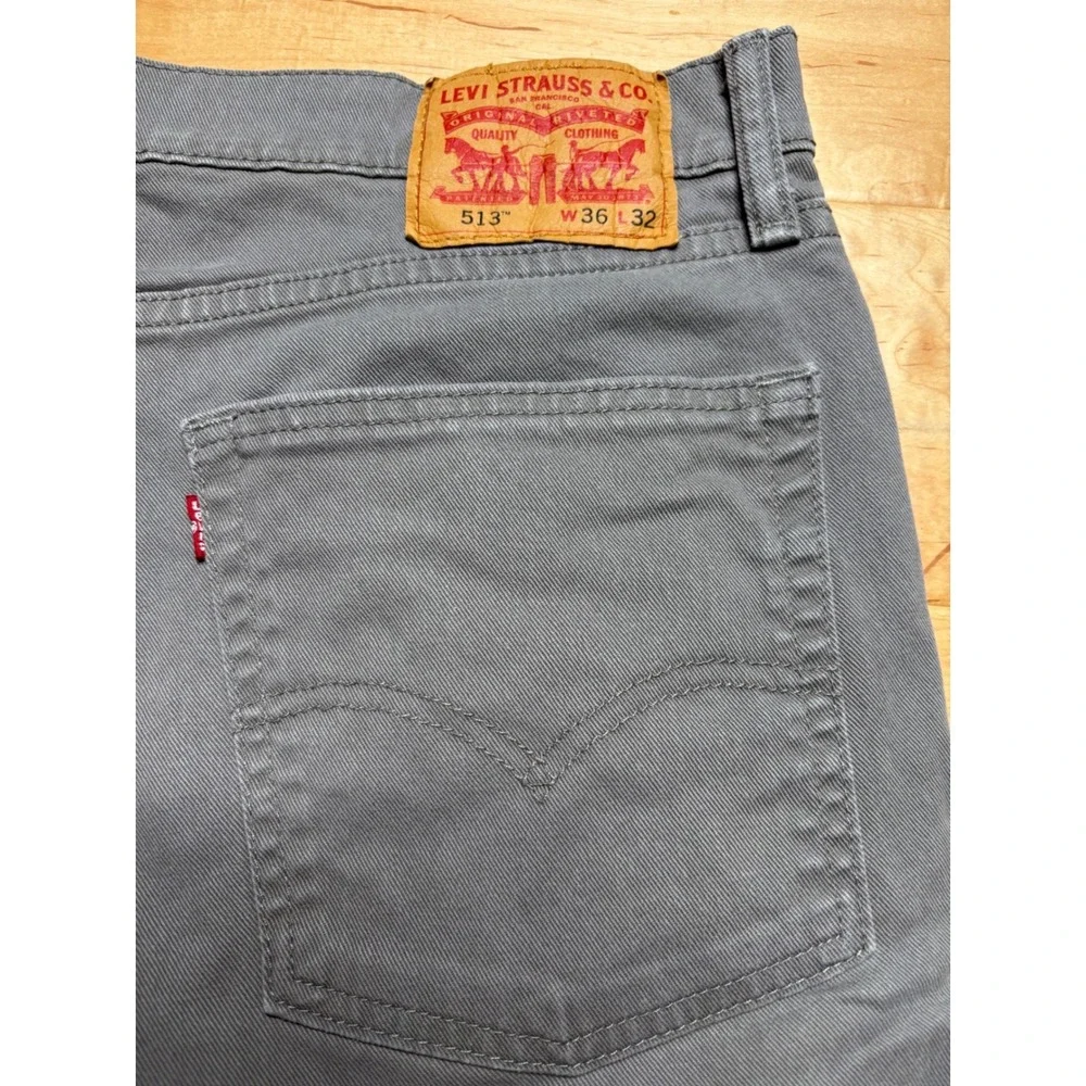 Levi's 513 Slim Straight Jeans Mens 36x31 (Tag 36x32) Grey Stretch Denim